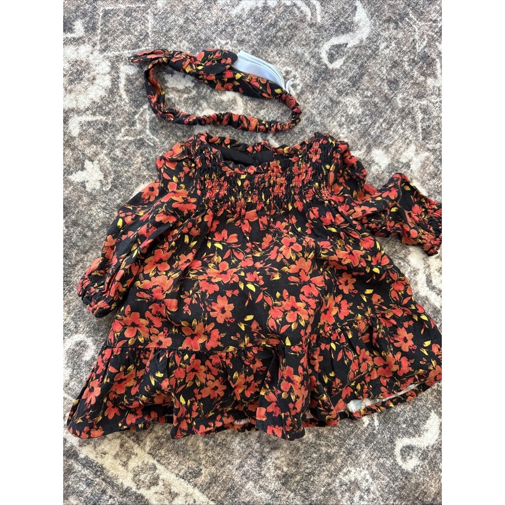 Baby Gap Girl's Dress And Headband Floral 0-3 Months